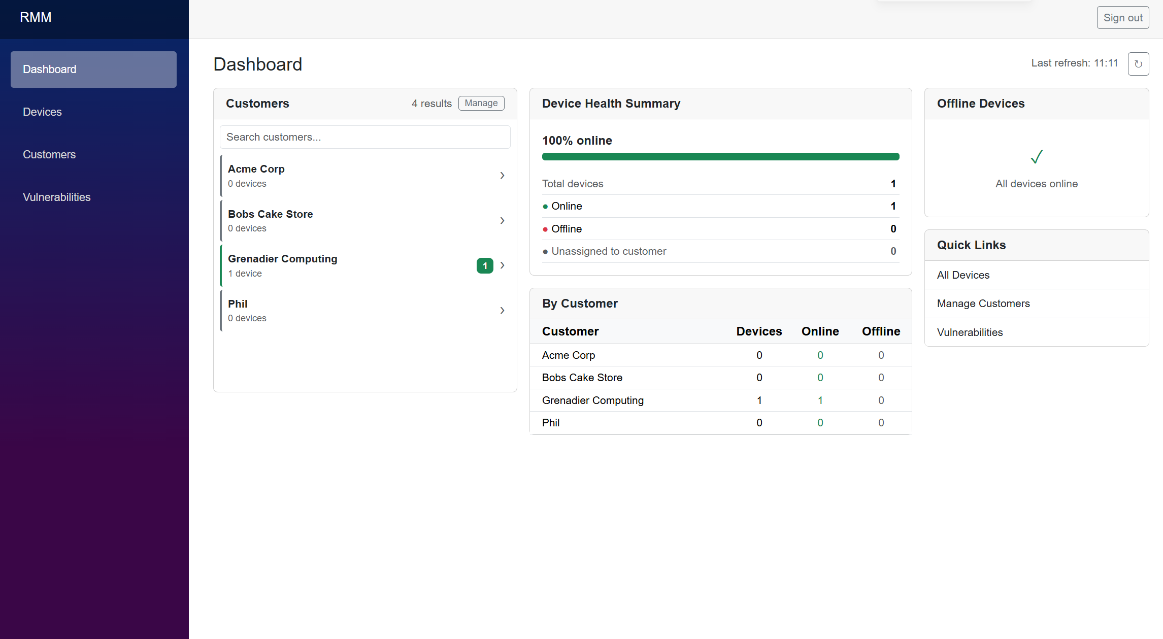 Grenadier RMM Dashboard